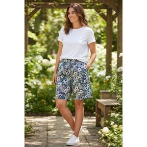 Talbots Shorts Womens Size 10 Perfect 10inch Floral Bright Colorful Bermuda